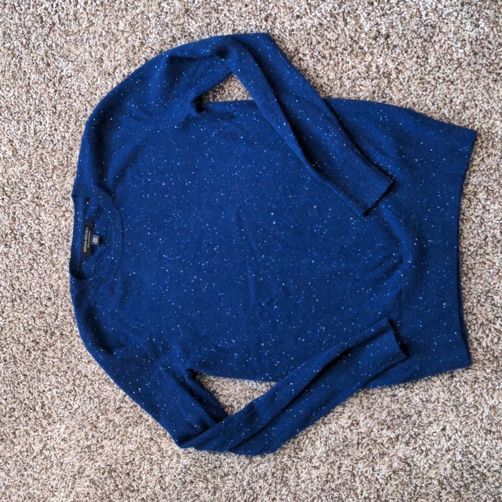Banana Republic Blue Donegal Speckled Cashmere Crew Sweater